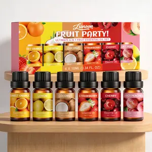 Fruit Essential Oil Six-Piece Set, Scented Body Oils, All-Natural Plant Extraction Soothes Body And Mind Suitable For Home Aromatherapy Massage, Six Fruit Scents Free Blending Diffusion Massage Handmade, Gift Recommendation
