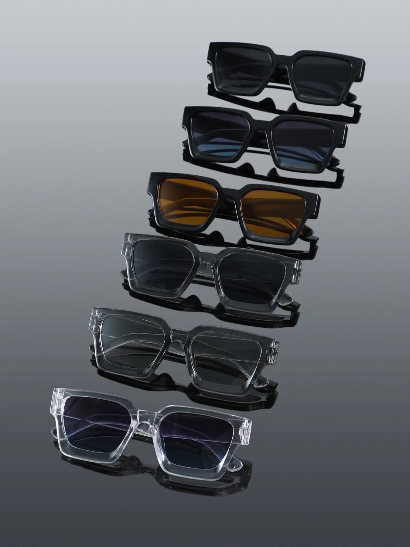 Men's Rectangular Thick-Frame Street-Style Plastic Sunglasses Set, Trendy Styling Sunglasses, Simple Classic Design for Street Photography and Outdoor Casual Activities