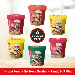 Haidilao Instant Vermicelli Cup 6-Pack Bundle – Spicy, Sour, Tomato & Sesame Soup Vermicelli, Ready in 5 Minutes, Easy Instant Meal