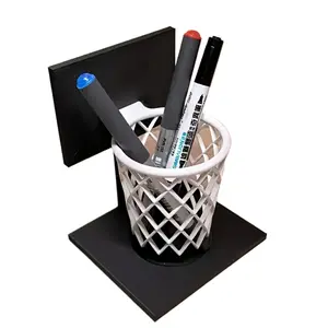 3D Printed Basketball Hoop Pen Holder Creative Desk Organizer Black Base with White Net Design Space Saving Decor Gift for Home School Office