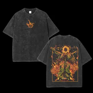 Elden Ring Midra Lord of Frenzied Flame Unisex Acid Washed Lightweight Cotton Hoodie T-Shirt Gift For Game Fan Streetwear Fabric Fit Whimsical Design