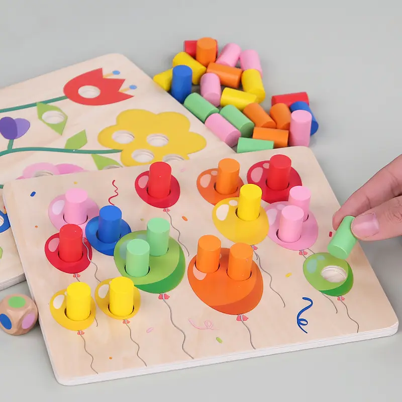HATWOO Wooden Shape Sorter Toy - Montessori Early Education Activity with Colorful Rainbow Rods, Easy-to-Grip Design for 1-3 Years Toddlers, Boosts Pincer Grasp, Fine Motor Skills, Children Development, Brightly Colored, Learning