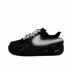 Nike Gamma Force Leather Sneakers for Women: Low-Top Slip-Resistant Board Shoes in Gray Splatter Design Trending Shoes, House White Official Shoes to Get / Maison Mihara
