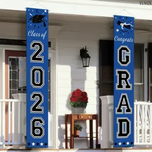 2026 Graduation Porch Banner, Congrats Grad Door Sign for Any School Grade, Multiple Colors Styles, 30x180cm Hanging Decor for Graduation Party Outdoor Home Celebration