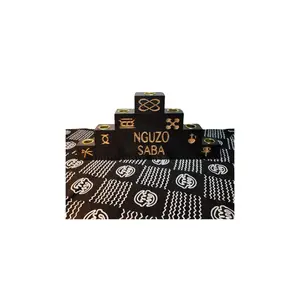 Nguzo Saba Engraved Pyramid Kwanzaa Kinara with Seven Symbols