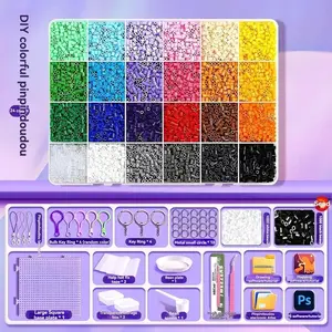 Newly Upgraded 48/72/96/120-Color Plastic Fuse Beads Set, 2.6mm 3D Pixel Puzzle Beads, DIY Craft Bead Kit with Pegboard, Ironing Paper, Large White Iron and Tweezers bag charm