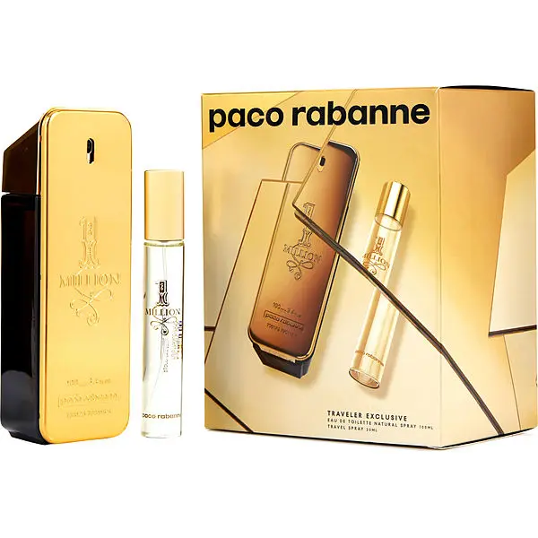 Paco Rabanne One Million for Men 2-Piece Gift Set, Eau de Toilette Spray 3.4 Ounce + 20ml Travel Spray