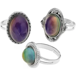 3Pcs Mood Ring Adjustable Size Original Oval Color Changing Ring Set Ring Jewelry
