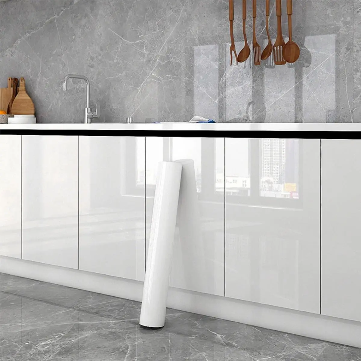 Self Adhesive Kitchen Refrigerator Sticker, Removable Wallpaper, Glossy Film for Refrigerator Protective, Easy To Use Refurbishment Accessories, Kitchen Stickers