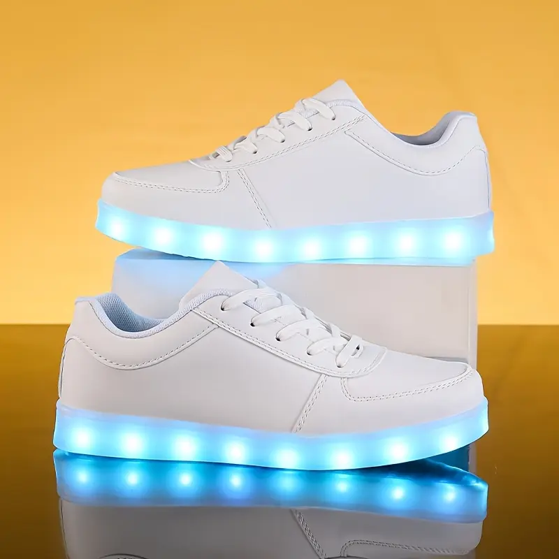 Unisex Fabric Sports Sneakers - Lightweight, Breathable, USB-Rechargeable Glowing LED Soles, Casual Athletic Footwear for Running, Street Dance Training