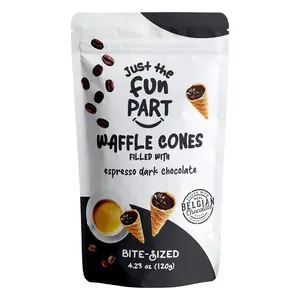 Just the Fun Part Mini Waffle Cones filled with Espresso Dark Chocolate Snack Coffee Dessert