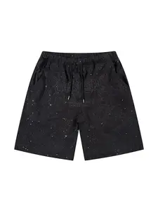 Men's Summer New Design Starry Sky Letter Embroidered Shorts, lightweight printed shorts, Trendy Casual Sports Pants, Fashionable Streetwear for Men, Summertime Shorts