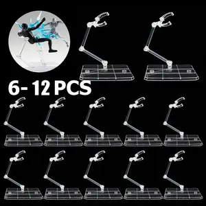 SJPACK 6-12 Pack Adjustable Action Figure Display Holder Base for Collectibles Figurines - Durable Acrylic Stand for 6-8 Inch Models