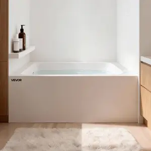 VEVOR Alcove Bathtub, 54x 30 Contemporary Alcove Acrylic Bathtub, Soaking Bath Tub with Right Hand Drain and Overflow Hole, Large Rectangular Deep Soak Tub for Bathroom with Integral Flange, White