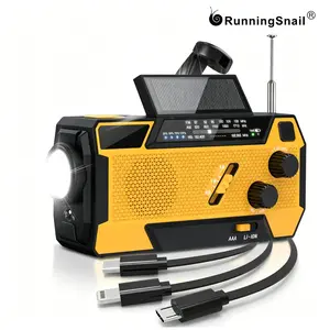 3 in 1 Charging Cable Hand Crank Emergency Radio，NOAA Weather Radio 7400mWh，Portable Solar power ，AM/FM for Winter Storm Hurricane Survival Gear Chargeable Orange so alarm crank radio outage winter storm