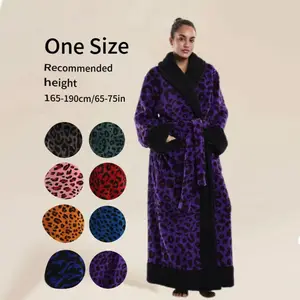 Elegant Leopard Print Bathrobe with Belt and Pockets, Unisex Flannel Robe, Soft and Warm, Perfect Gift