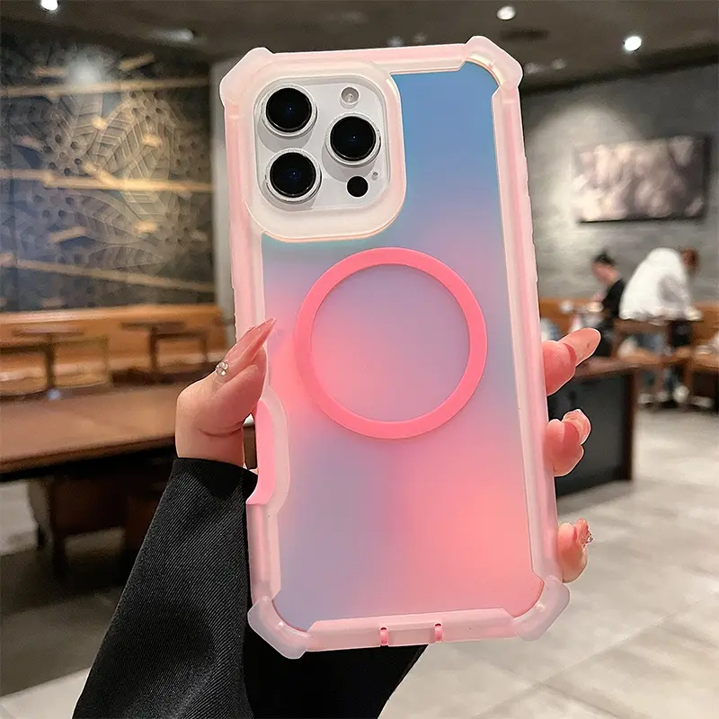 Magnetic suction laser four corner shockproof frosted color gradient dragon phone case, Cover, Tpu Smartphone Casing, suitable for Apple/iPhone 17/16/15/14/13Pro/12Pro/11Pro Max supports wireless charging, protective cases, holiday gifts, Accessories
