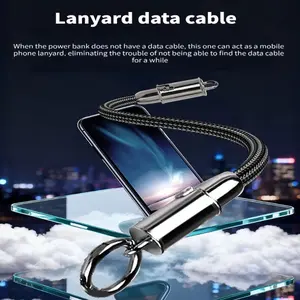 Neck-hanging 2-in-1 charging cable PD60W multifunctional mobile phone TYPE-C interface woven lanyard data cable