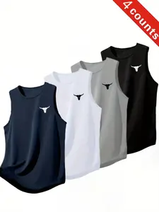 4-Pack Summer Fashion Men's Gym Sports Sleeveless Tank Tops, Breathable Sweat-Wicking Loose Fit Quick-Dry Basketball Shirts, Athletic Apparel