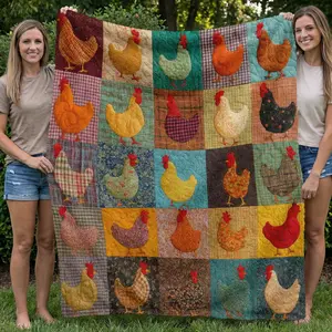 Soft Flannel Throw Blanket with Colorful Chicken Print, Warm and Comfortable, Ideal for Bedroom, Bed, Sofa, Car, Office, Camping, Travel Gift