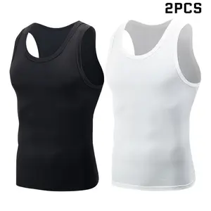 1/2PCSMen's Four Seasons Classic Black and White Solid Color100% cotton  Narrow Shoulder Tank Top Comfortable Sports Fitness Shirt