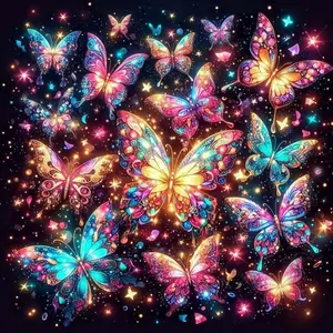 5D DIY Full Drill Round Diamond Painting - Diamond Art Kit Colorful Butterfly Swarm Mosaic, Canvas - DIY Decorative Painting, Home Wall Decor, Perfect for Valentine's Day, Independence Day, Birthday, and Anniversary Gifts.