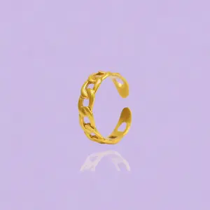 《YNZ02》8mm Wide Chain Link Adjustable Ring, Perfect for Daily Style & Stacking