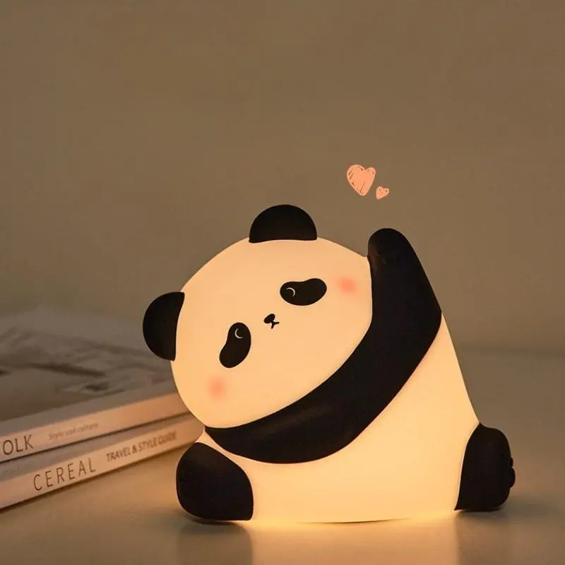 Panda Design Night Light, USB Rechargeable 3 Level Dimmable Silicone Night Light, Soft Ambient Light, Ambient Night Lamp, Funny Office Desk and Bedroom Decor, Perfect Birthday Gift, Dimmable Nightlight