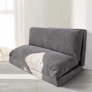 MAXYOYO Folding Bean Bag Sofa Bed Floor Mattress with Corded Washable Cover, Modern Floor Couch Bed for Bedroom Living Room, Grey and others color