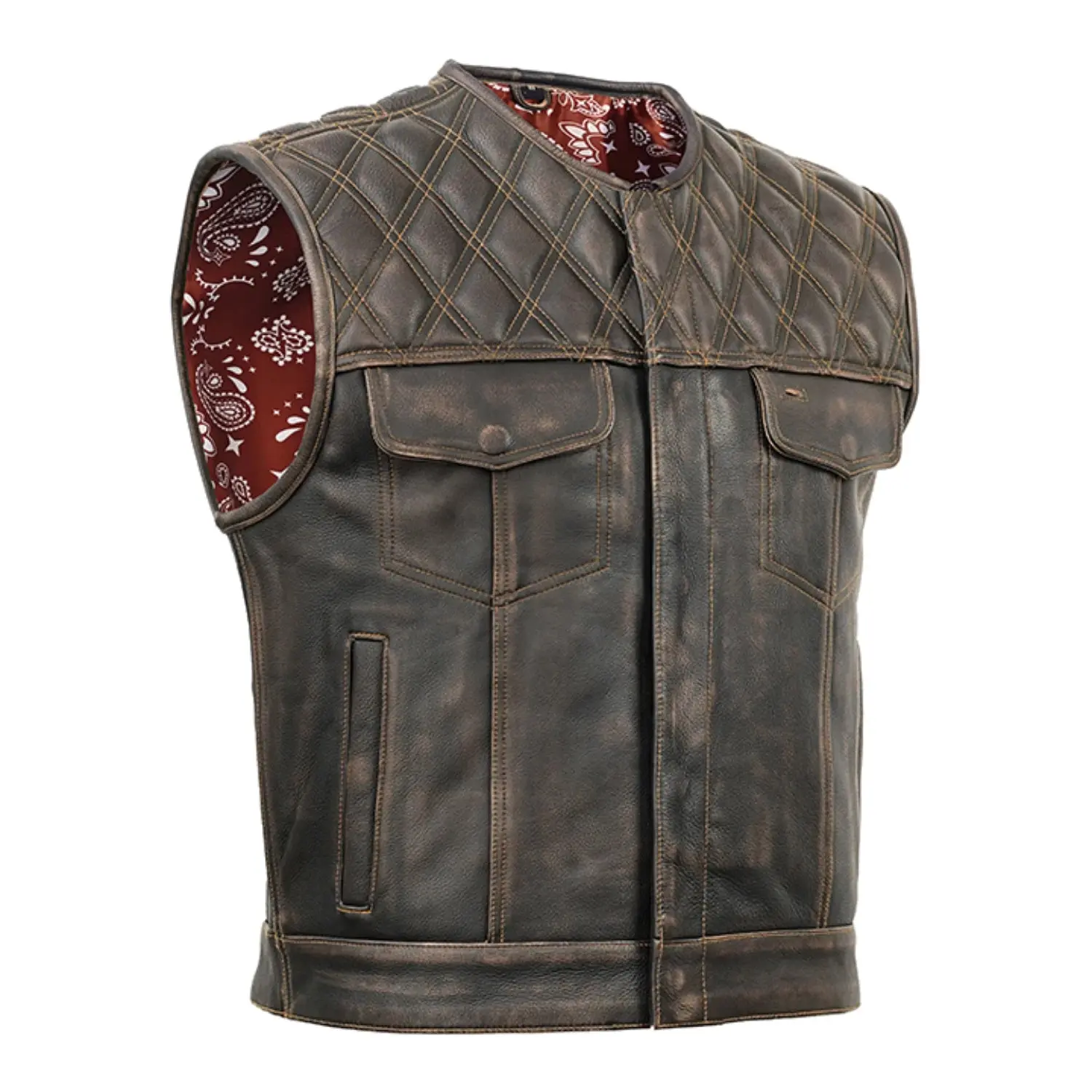 DANIEL SMART Harley Knight Lowcut Men's Motorcycle Protective Leather Vest, Automotive & Motorcycle Riding Accessory
