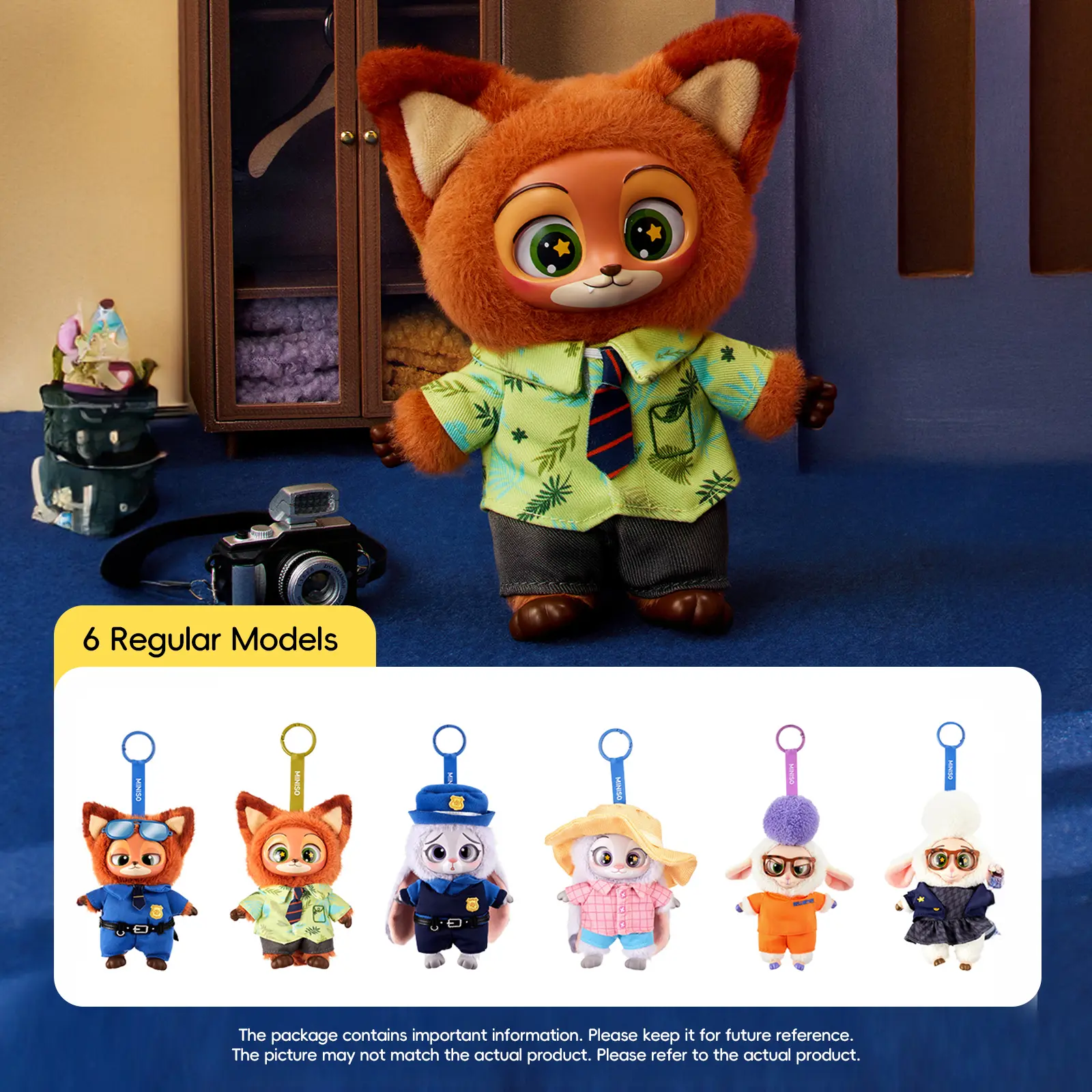 Disney Zootopia Blind Box Plush Keychain, Collectible Nick Wilde Cartoon Character Bag Charm with Kawaii Vinyl-Face and Super-Soft Plush Body, Kawaii Accessories, Keychain Jewelry, Collector's Edition, Vivid, 6 Models, Hybrid Vinyl-Plush For Cute Realism