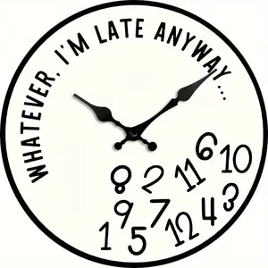 10 Inch Silent Wooden Wall Clock - Creative & Fun Design, Perfect for Home Decor & Gifts, Battery-Operated (AA Not Included)