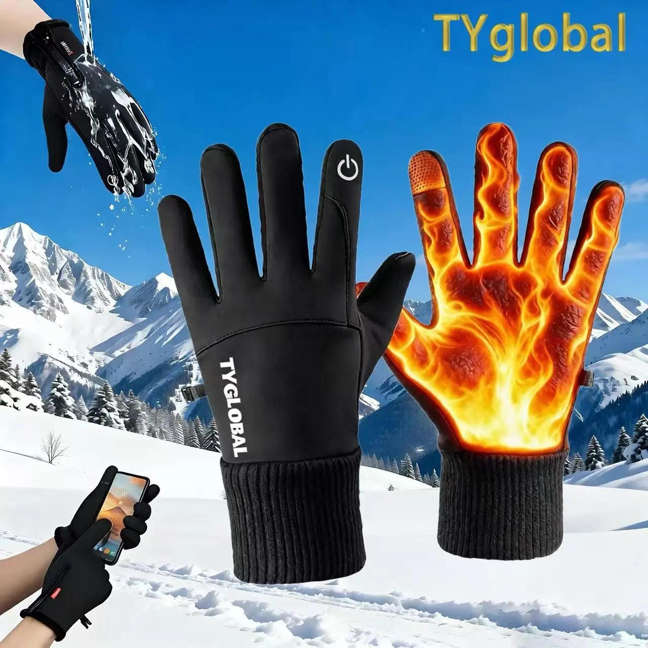 TYglobal Touchscreen Gloves for Winter Outdoor Sports – Full-Finger, Anti-Slip, Lightweight for Daily Travel