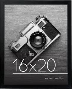 Americanflat 16x20 Picture Frame with Polished Plexiglass - Black Picture Frame - Wide Photo Frames Made of Engineered Wood for Vertical or Horizontal Wall Display - Epic Collection - Black
