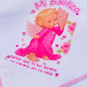 Baptism Favors 12pcs 10x10in 100% Polyester Napkins, Clean & Durable Angel Design Pink Servilletas, Thoughtful Cutlery Tableware for Special Occasions Mi Bautizo