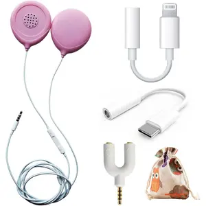 Pregnant Women's Portable Adjustable Electronic Belly Headset, Safe Womb Music Playback, Included Adapter Cable, High-Quality Sound, Easy Operation, Pink