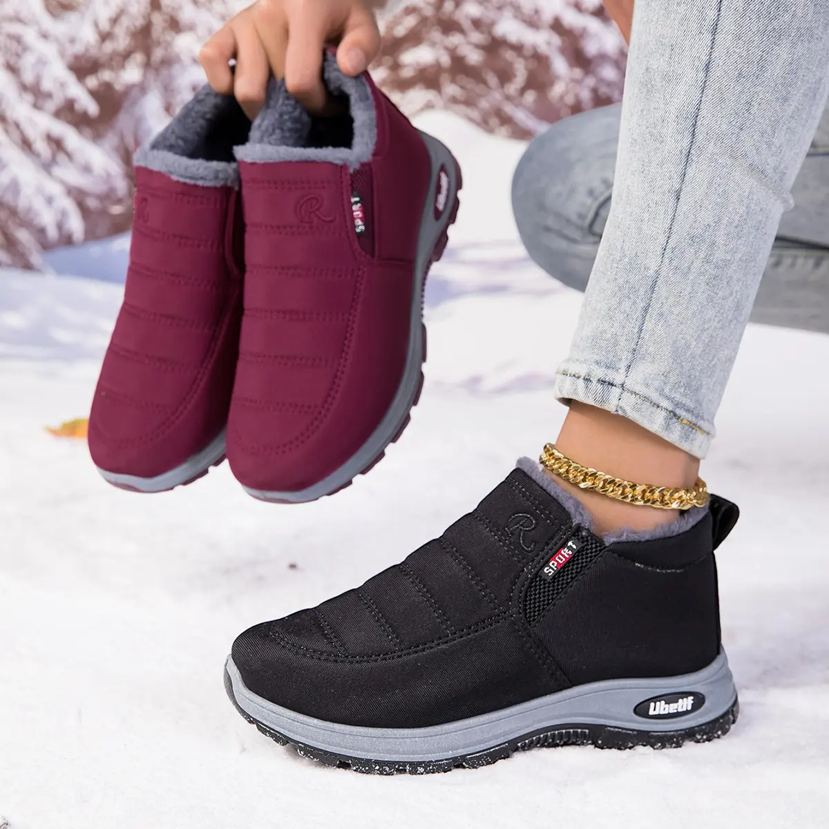Ubetif Women's Snow Boots - Winter Thermal Fleece Lined, Warm, Waterproof, Non-Slip Cotton Shoes