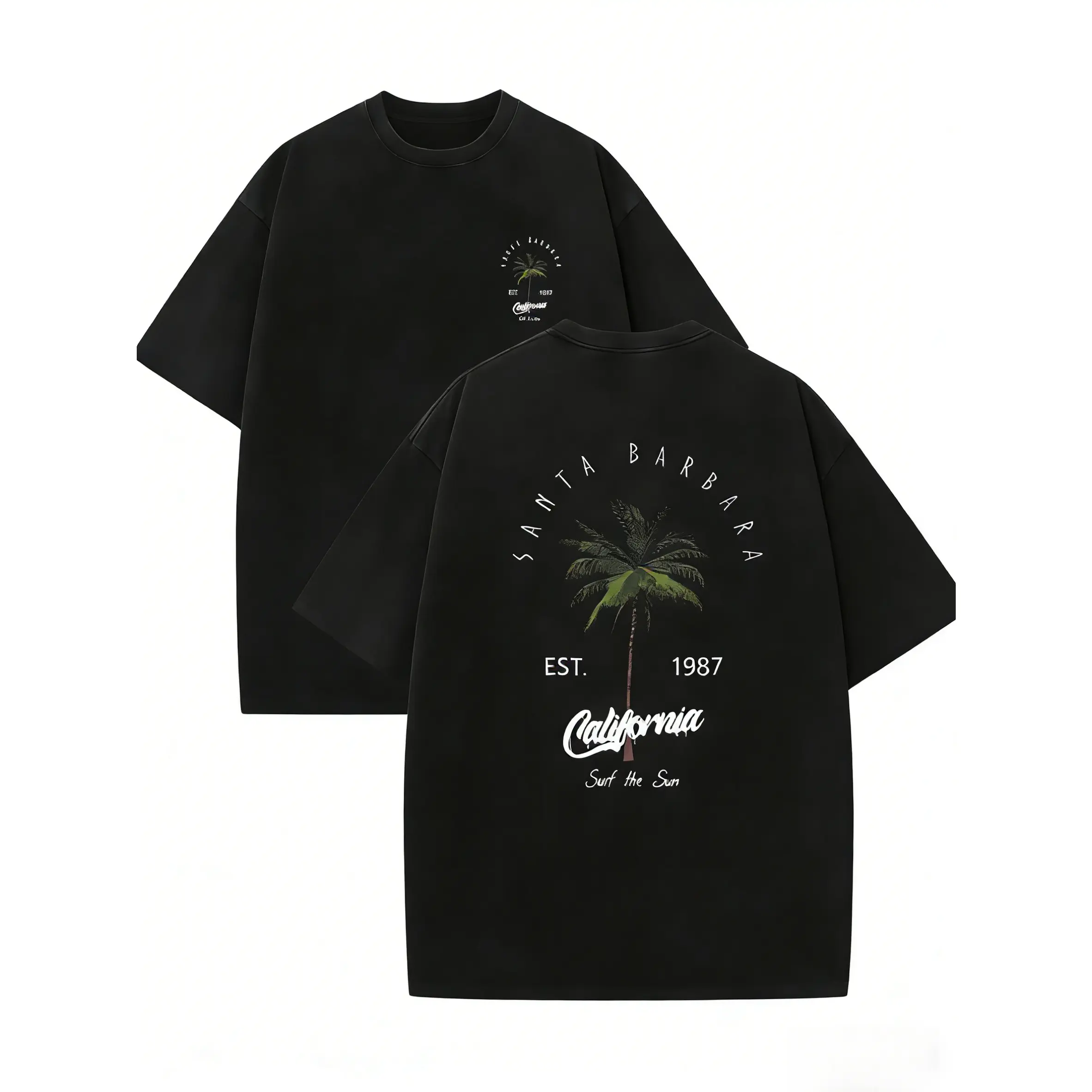valentine shirts Men's Retro California Style Cotton T-Shirt-"Est.1989" Coconut Tree Design, Short Sleeves, Round Neck, Casual Summer Clothes, Machine Washable, Summer Casual Clothes | TiedyeT T-Shirt Back Design, Retro T-Shirt.