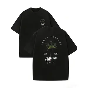 valentine shirts Men's Retro California Style Cotton T-Shirt-"Est.1989" Coconut Tree Design, Short Sleeves, Round Neck, Casual Summer Clothes, Machine Washable, Summer Casual Clothes | TiedyeT T-Shirt Back Design, Retro T-Shirt.