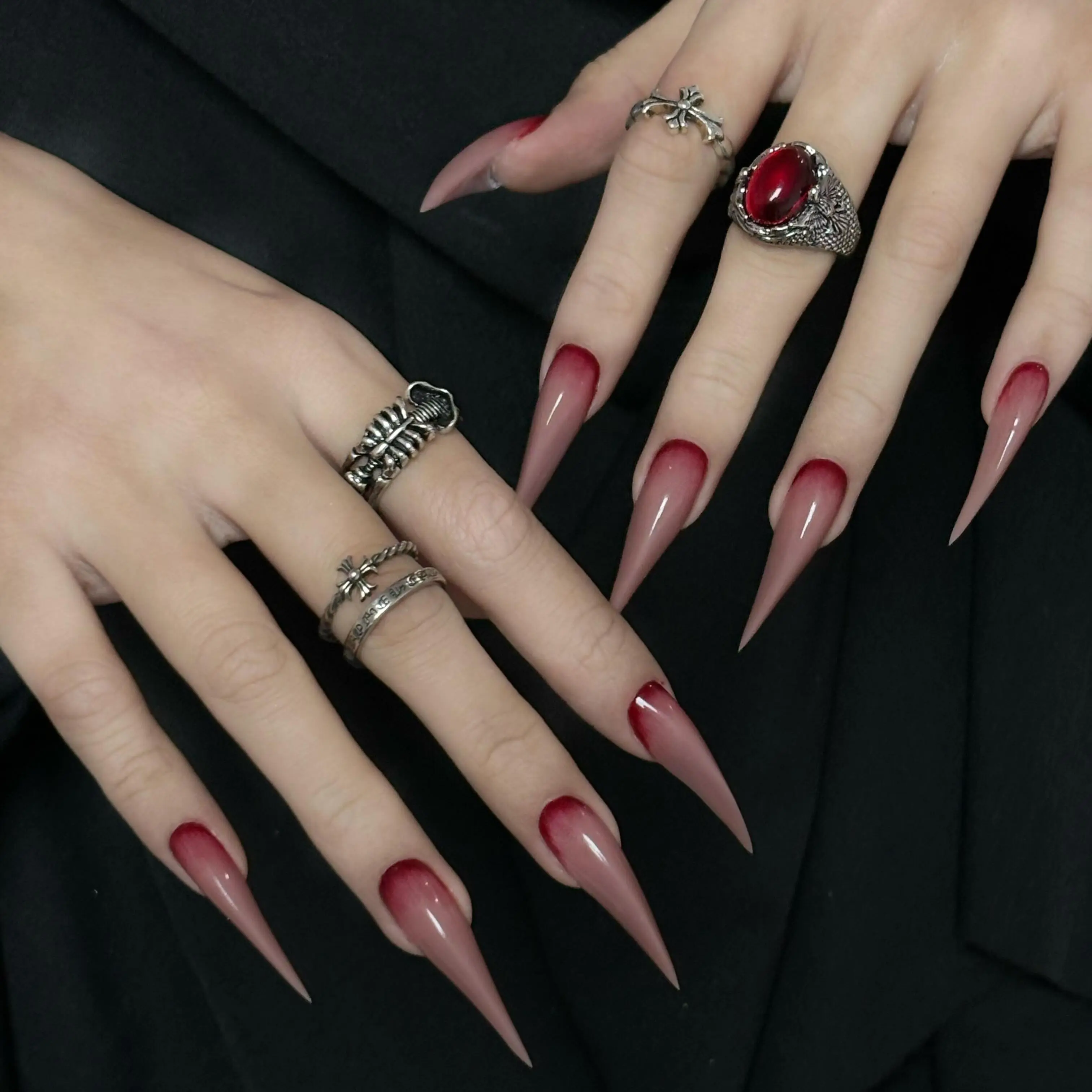 Handmade Claw Press On Nails 10 Pcsl CosplayCat Dragon Eagle Long-Medidum Sharp ReusableNails I Gothic Alt Fake Nails for Women 10PcsGlitter Rhinestones