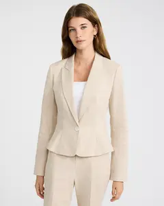 Express Mini Houndstooth Stretch One Button Peplum Blazer