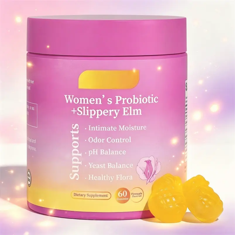 Multivitamin pack Her Juicy Feminine Probiotics Gummies- All in One Solution with Slippery Elm and Prebiotics&Lactobacillus Probiotic Blend for Women's pH Balance and Dryness - Hawaiian Pineapple
