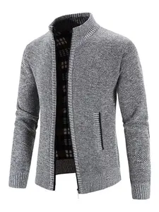 Men's Winter Jacket Pocket Zipper Mock Neck Heated Jacket, Streetwear Classic Slim Long Sleeve Thermal Outerwear for Fall & Winter, Cold Weather Gear