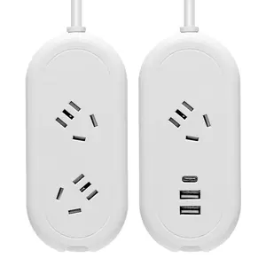 Multifunctional Portable Travel Socket with Retractable Cord USB Power Strip Desktop Power Strip Extension Cord Power Board