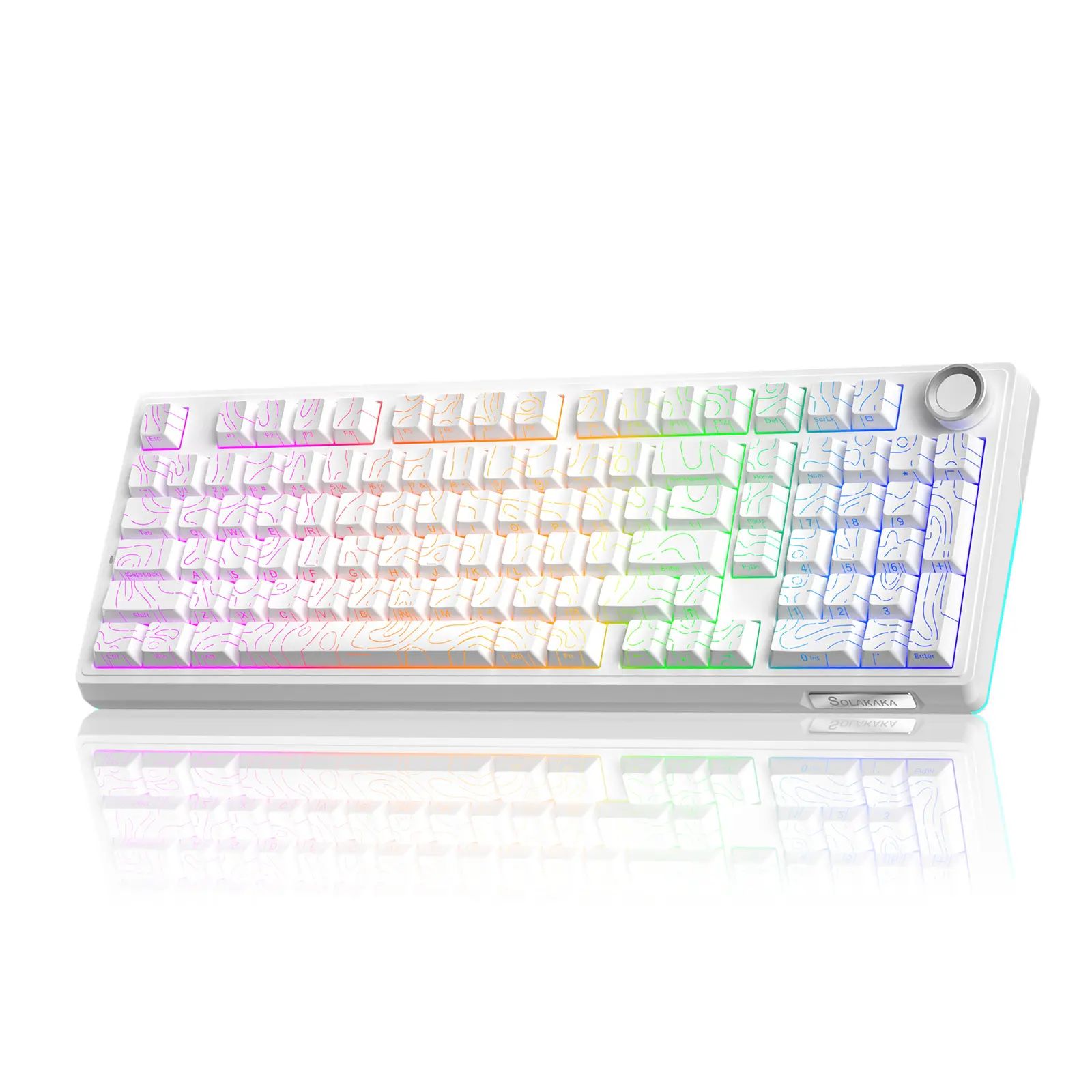 Solakaka KI99 Pro 96% Wireless RGB Rainbow Gaming Mechanical Keyboard, Hot-Swappable, Pre-Lubed Switches, Gasket Structure, Creamy, for Gamers/PC/Laptop (White) Computer Office Accessories, Rainbow Keyboard, Gaming Keyboard