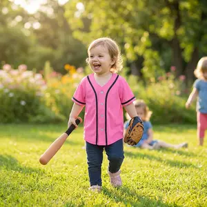 Kids Baseball Jersey Button Down Hip Hop T-Shirts - Personalized Softball Jersey for Boys and Girls, Comfortable Breathable Cotton Blend, Casual Sports Wear, Youth Team Uniform, Customizable Name Number, Perfect for Baseball Softball Games Practice