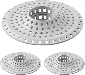 Bathtub Drain Hair Catcher,Silicone Tub Hair Catcher Drain Protector, All-in-one Shower Hair Drain Catcher Strainer for 1.48'' to 1.76'' Regular Drains, 3PCS(Patent Pending)