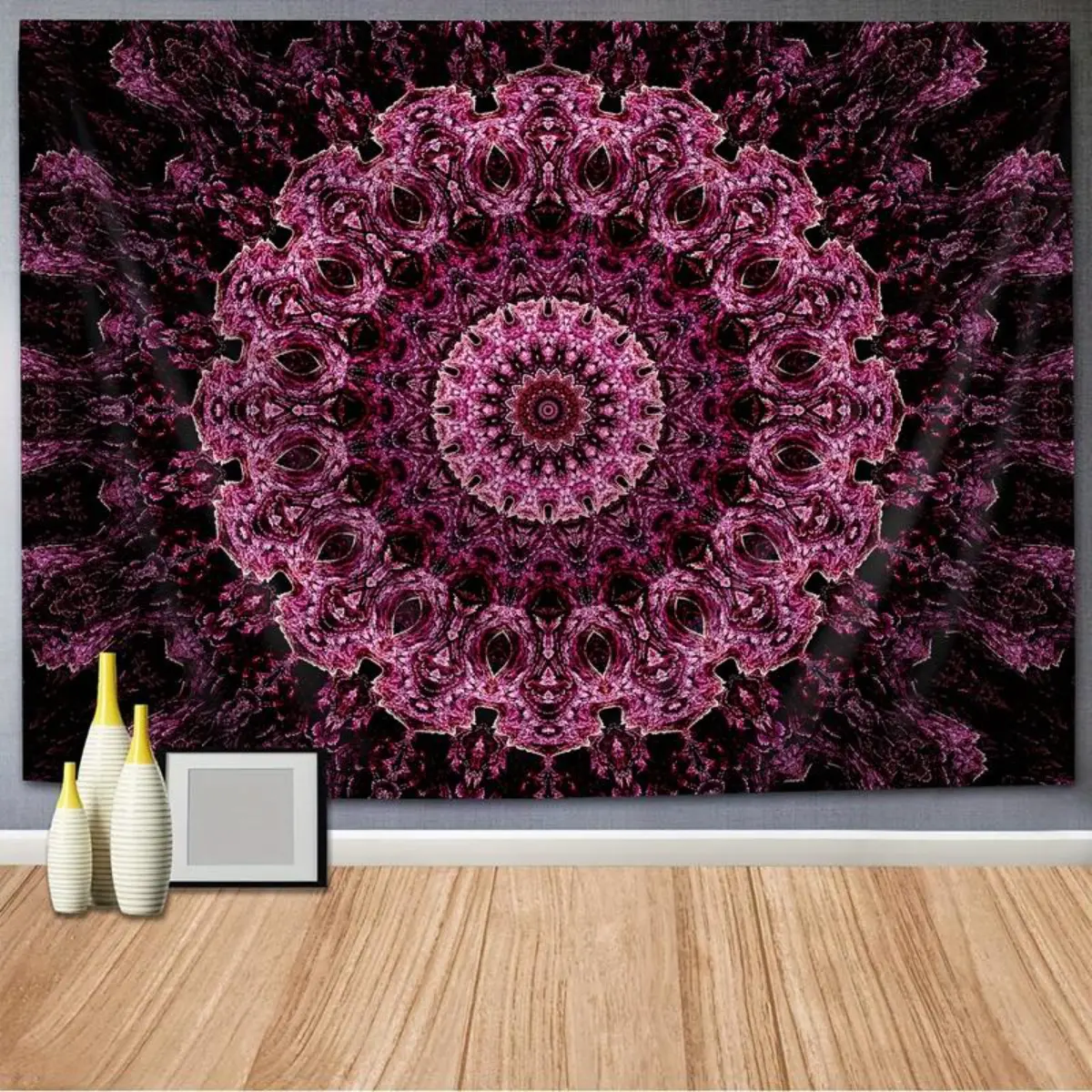 Colorful Bohemian mandala pattern polyester tapestry, for wall decoration, living room, bedroom, office home decor, comes with a free installation kit, a gift for boyfriend, a gift for adult women, gifts under $100, a very beautiful tapestry