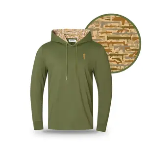 GRUNK DOLFER Men's Golf Hoodie, Lightweight Polyester Spandex Pullover with Desert Camo Lined Hood, SPF 50+ Sun Protection & Wrinkle-Resistant, Male