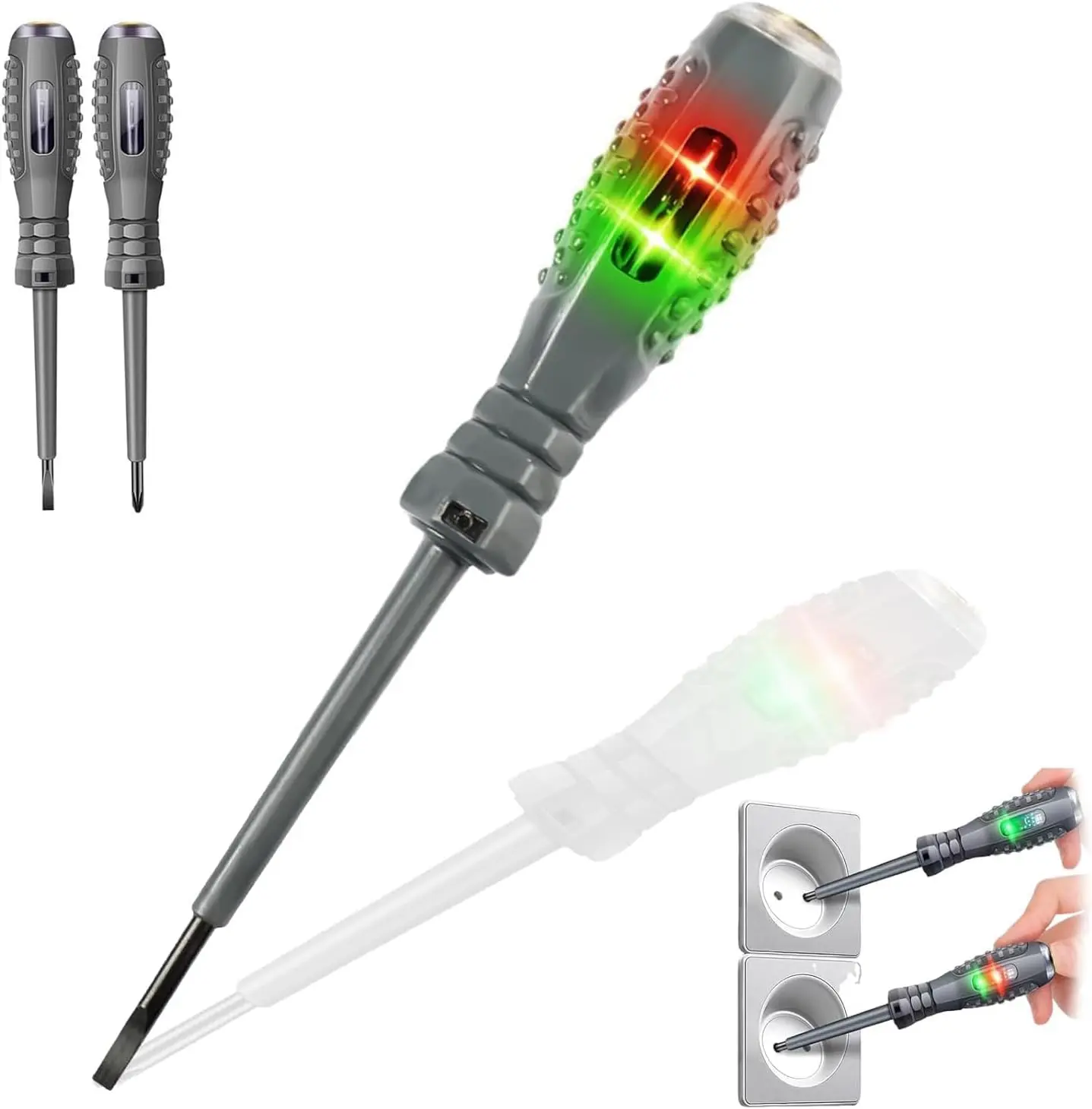 Fathers Day Gifts 2-in-1 High Torque Strong Magnetic Flathead Screwdriver Electricity Detector Electric Non-Contact Voltage Tester Pen Electrical Current Power Circuit Live Wire Electrician Tester (F+P) Fathersdaygift